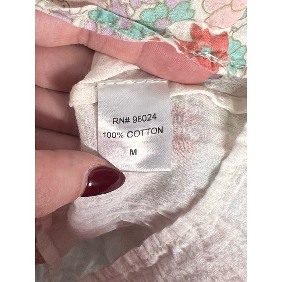 Love the Label Ines Floral Tiered Ruffle Mini Dress Cream Women's Size Medium - Picture 9 of 12